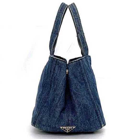 Prada Blue Navy AVIO Business Bag Canapa Denim Canvas Tote - Picture 1 of 9